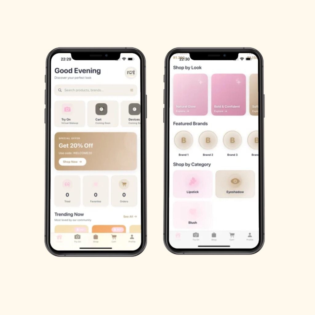 Beyou Beauty App Interface